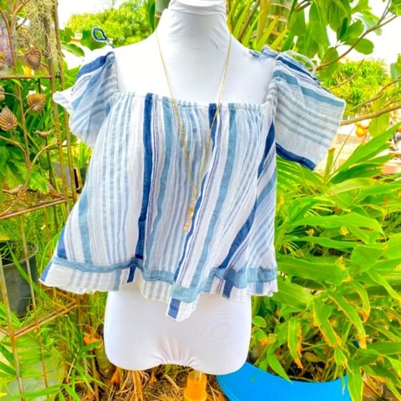 Rebellion In size m blue colored vertical stripes on the viscose material 23 - Picture 5 of 6